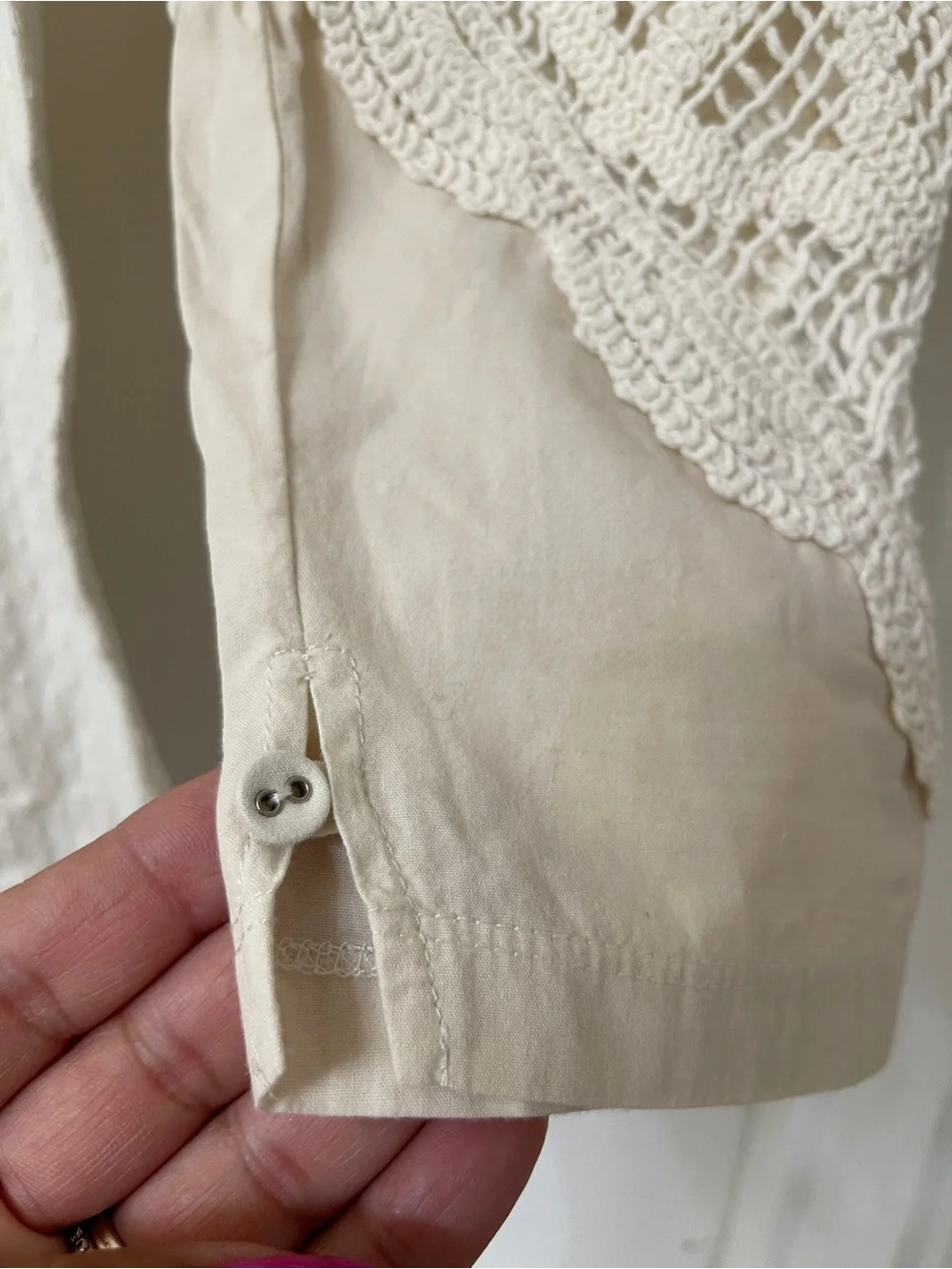 Free People Brunch Date Puff Sleeve Floral Eyelet Crochet Top